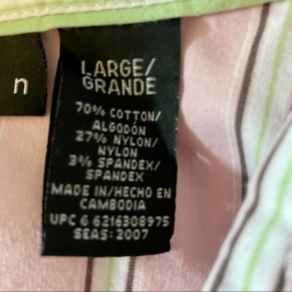 Attention Womens 3/4 Sleeve Button Down Striped Shirt Large - Picture 10 of 11